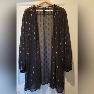 Sheer Black Daytrip Kimono With Silver Details